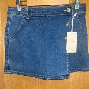 Social Academy Blue Denim Wrap Skort Girls Size 10 NEW adjustable waist  buttons